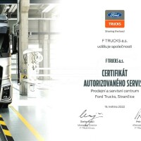 Certifikát F TRUCKS servis Strančice